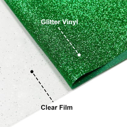 Christmas Green Glitter HTV Heat Transfer Vinyl, 12" x 8ft lron on Vinyl, for T-Shirt Ironing, Vinyl HTV Easy to Cut and Weed, The Best Choice for DIY Creativity. (Greener, 12" x 8ft)