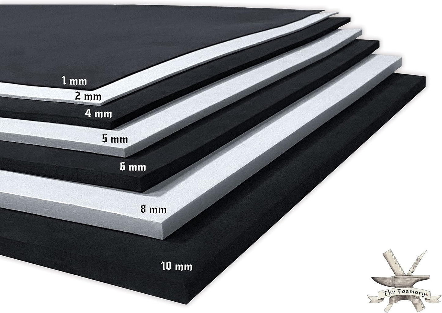 Shape Retention EVA Cosplay Foam 1mm (1mm-10mm) 14x39 inch White or Black High Density EVA Foam Sheets. Premium 85 kg/m3 Heat Shape Material for DIY Convention or Halloween Costumes by The Foamory - Crafty Corner