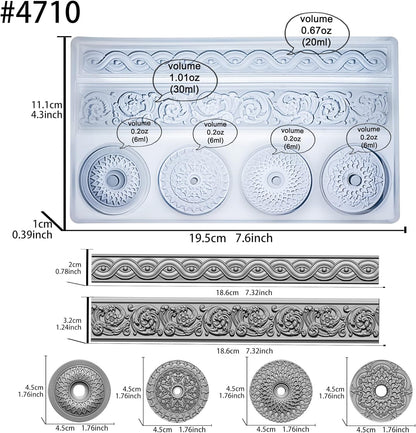 Art Mold for Polyclay Air Dry Clay Plaster, Trimmings and Medallion