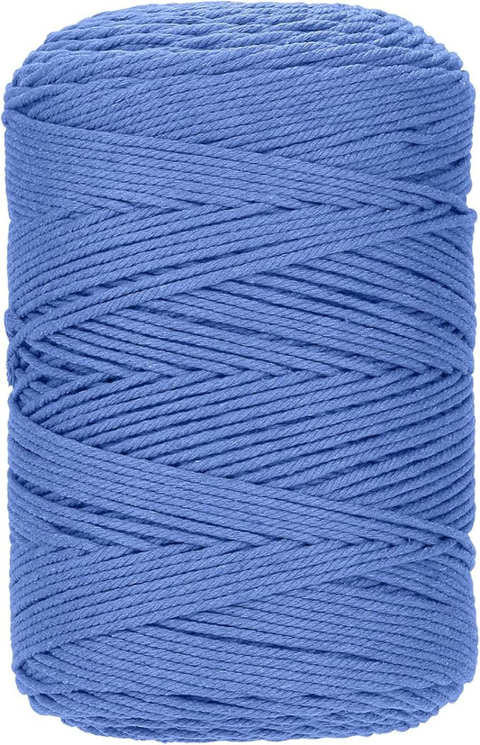 Cotton Macrame Cord 3mm x 546yards Natural Colored Macrame Supplies, Soft Craft Cotton Rope for Plant Hanger Wall Hanger Dreamcatcher(Haze Blue)