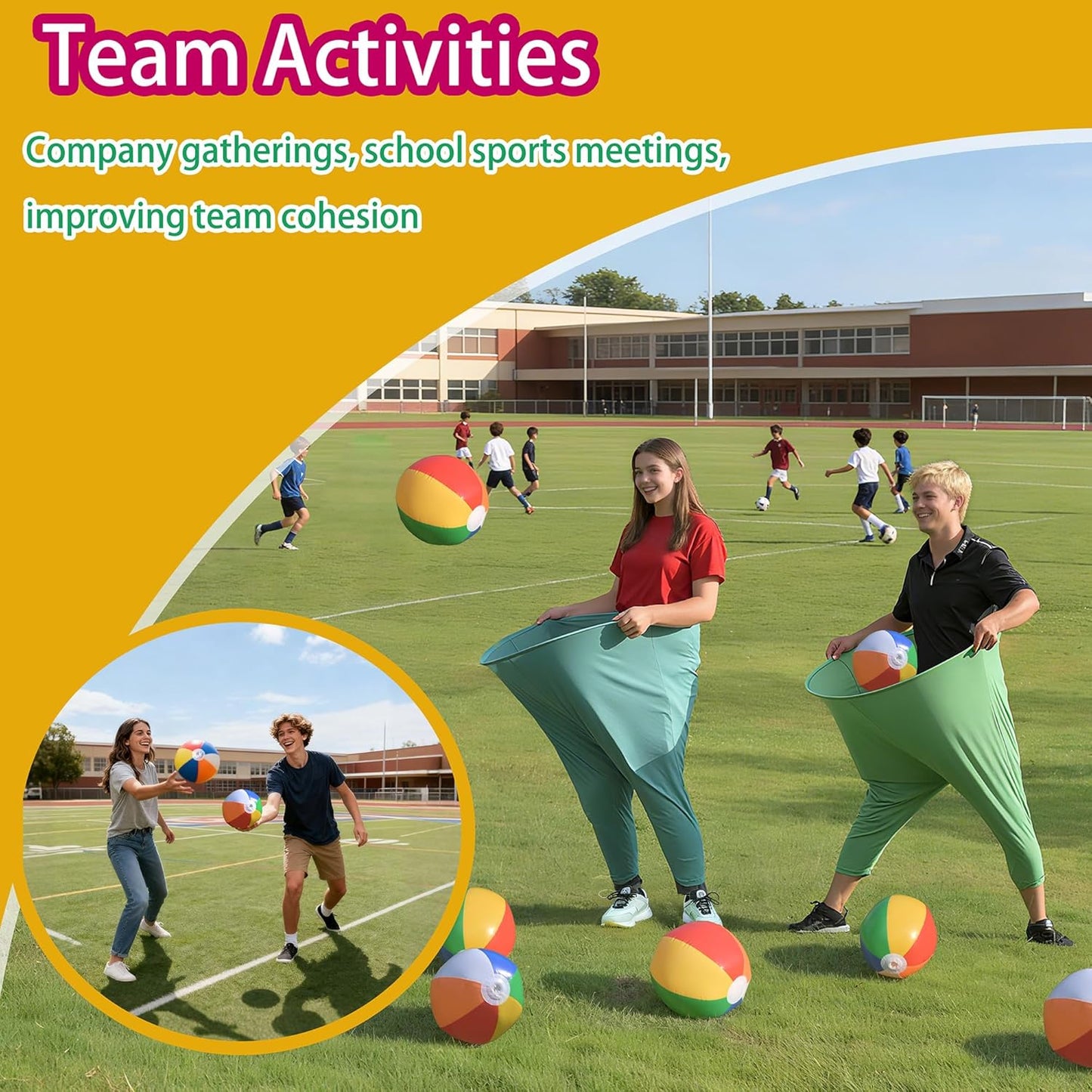 Granny Pants Yard Game, Hilarious Inflatable Ball Relay Set with Granny Giant Stretchy Pants, Ganny Pants Outdoor Game, Balls and Pump, Team Relay Family Reunion Party Field Game Set