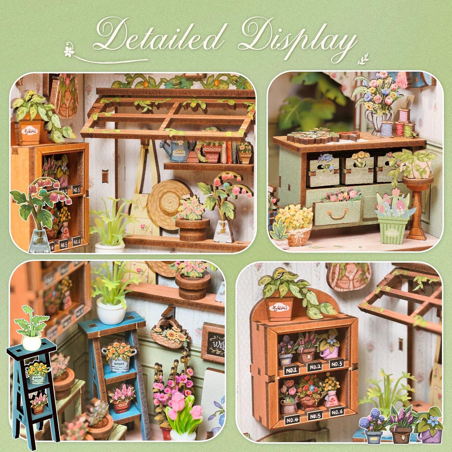 CUTEBEE Book Nook Kit - DIY Miniature House Dollhouse Kit for Adults and Teens, Booknook Tiny House Bookshelf Decor 3D Wooden Puzzle, Gifts for Family, Friends (Champs-Élysées Florist)