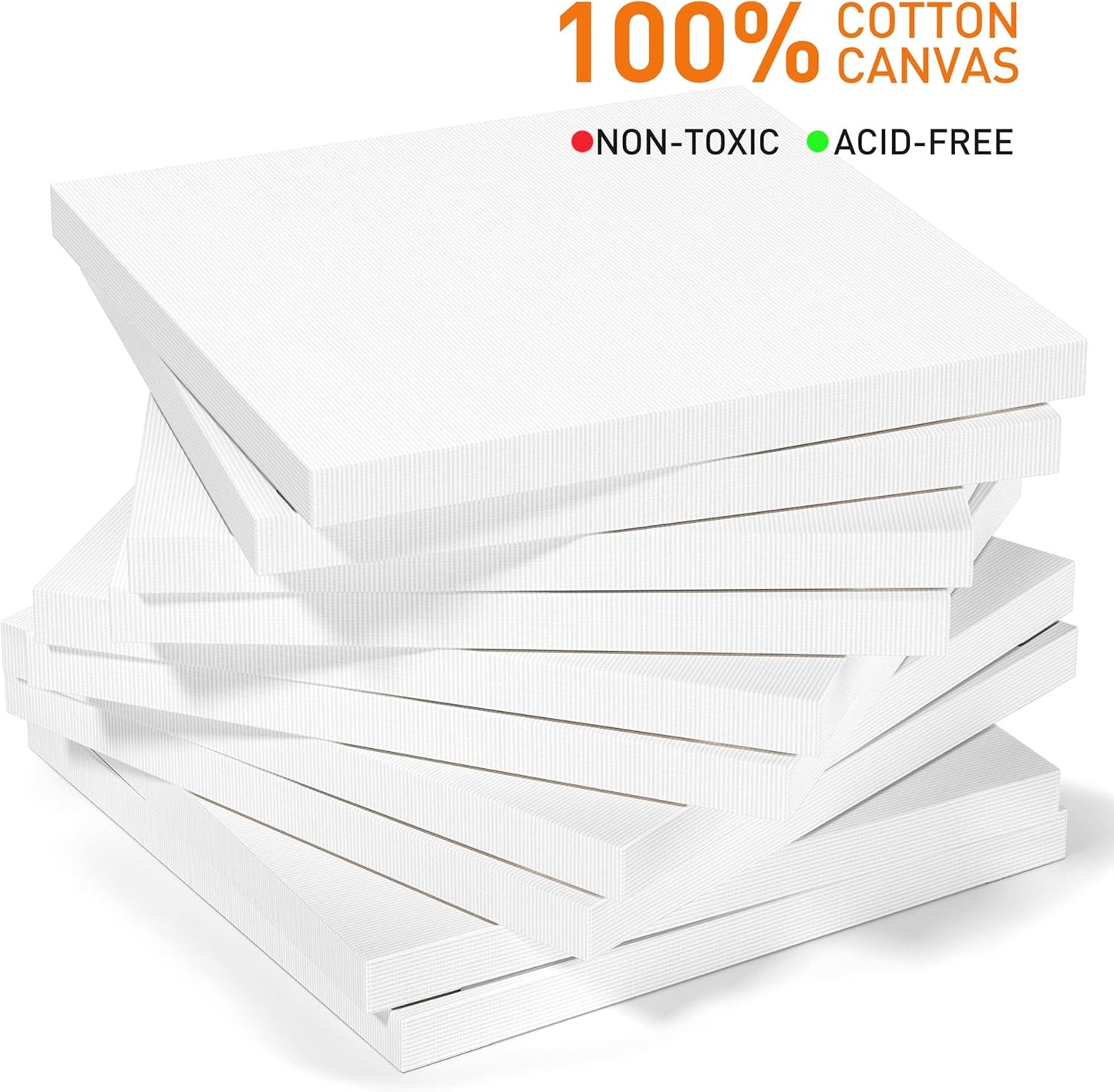 GOTIDEAL Stretched Canvases for Painting, 12x12" Inch Set of 7, Primed White - 100% Cotton Blank Art Square Canvas Boards for Painting for Acrylic Pouring, Oil Paint Dry & Wet Art Media