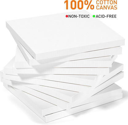 GOTIDEAL Stretched Canvases for Painting, 12x12" Inch Set of 7, Primed White - 100% Cotton Blank Art Square Canvas Boards for Painting for Acrylic Pouring, Oil Paint Dry & Wet Art Media