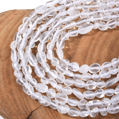 Clear Quartz Crystal Pebble Nugget Oval Free Tumbled Stone 6-8mm Natural Gemstone Loose Beads Approx 15.5 inch for DIY Jewelry Making