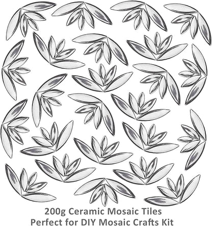 Artspac Petal Ceramic Mosaic Tiles for Crafts, 200g Silver Flower Tiles Mosaic Pieces for Christmas DIY Crafts, Holiday Mosaic Art & Garden Decor