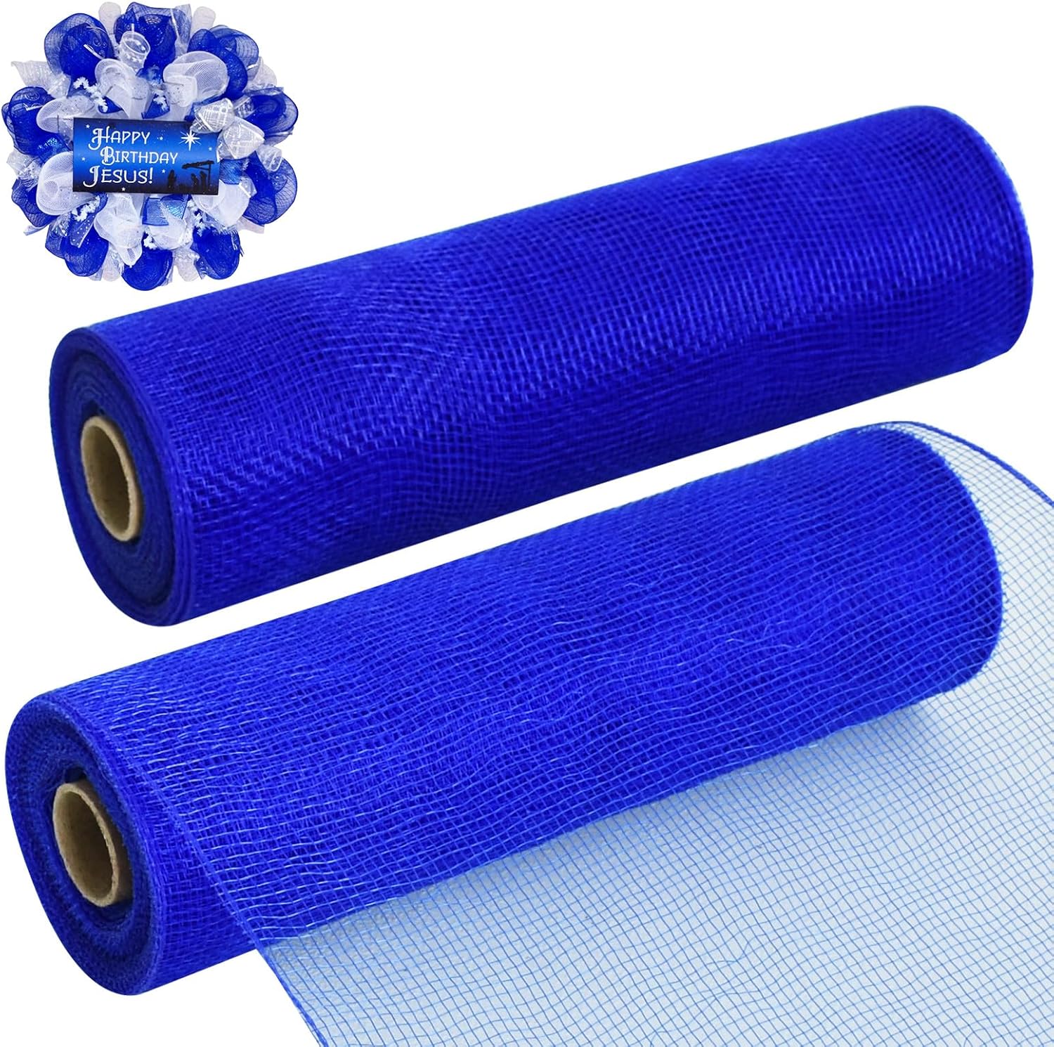 TONIFUL 2 Rolls 10 Inch Royal Blue Decorative Mesh Ribbbon Rolls, Fabric Mesh for Mesh Wreath Supplies, Front Door Wreath Crafts Tree Decor Christmas NewYears Halloween Decoration (10 yds/roll) - Crafty Corner