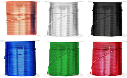 Mandala Crafts 22 Gauge Anodized Aluminum Craft Wire for Jewelry Making - 450 FT Colored Flexible Silver Copper True Blue Black Red Kelly Green Wire - Bendable for Bonsai Armature Crafting Sculpting - Crafty Corner