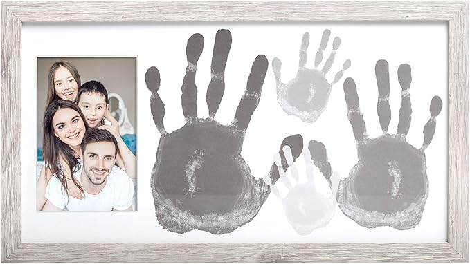 Kate & Milo DIY Family Handprint Frame Kit, Mother’s Day Gift, Family Photo Keepsake Craft Frame with Paint, Rustic Farmhouse Home Décor