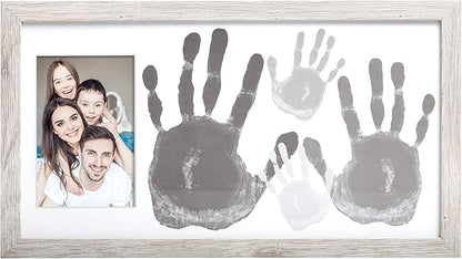 Kate & Milo DIY Family Handprint Frame Kit, Mother’s Day Gift, Family Photo Keepsake Craft Frame with Paint, Rustic Farmhouse Home Décor