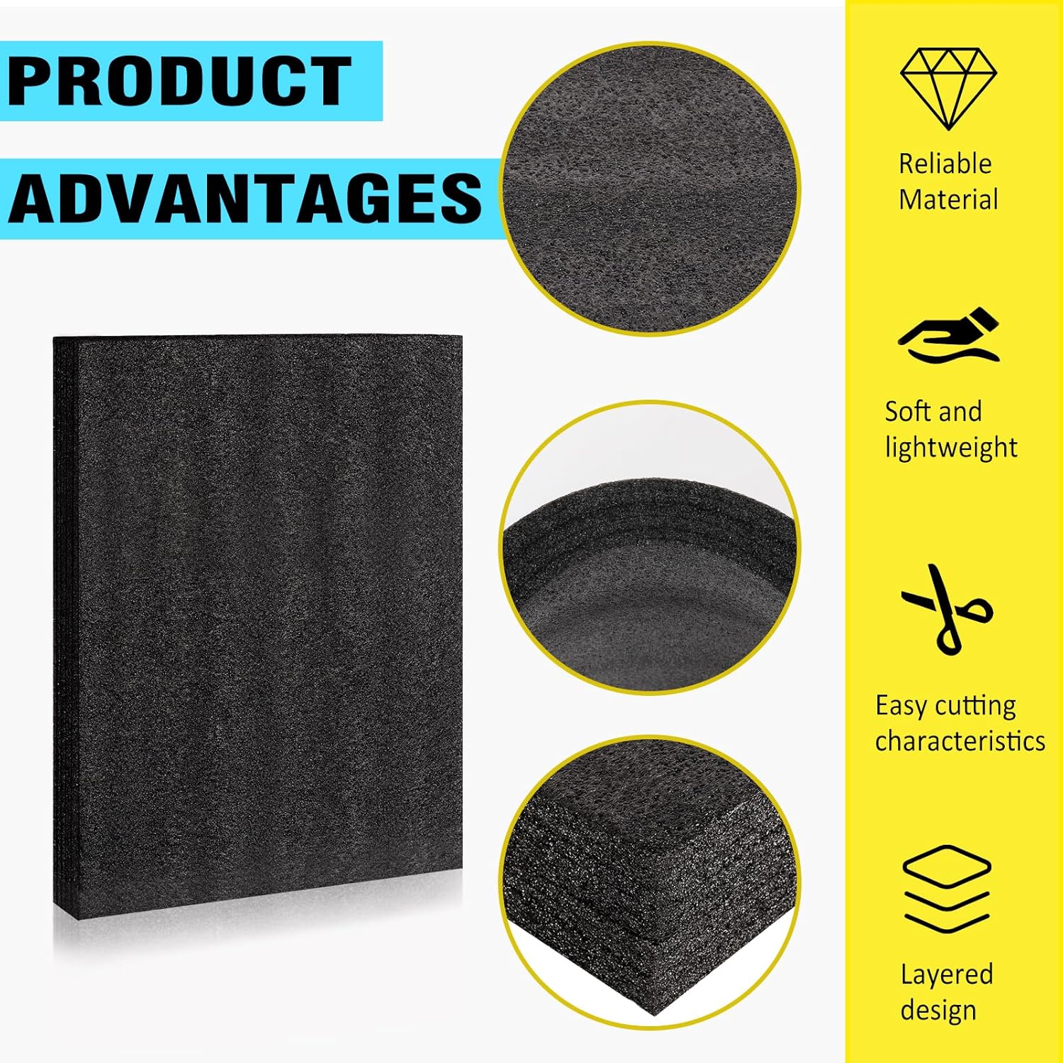 2 Pcs 12 x 16 x 1INCH Black Polyurethene Foam Sheets,Cuttable Packing Foam Block Foam Padding for Packing and Crafts,Toolbox Storage. - Crafty Corner