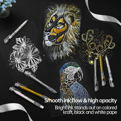 White Gel Pens, 0.8mm Fine Point Gel Ink Pen Set – 3 Pack Opaque Archival Ink for Black Paper Drawing, Sketching, Card Making & Bullet Journaling