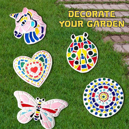 EggSun 8Pcs Stepping Stones Painting Crafts Kit for Kids 4 8 6, DIY Garden Stones Outdoor Paint Your Own Ceramic Unicorn Arts and Crafts for Boys Girls Ages 4 7 9 10 12 Birthday Gifts