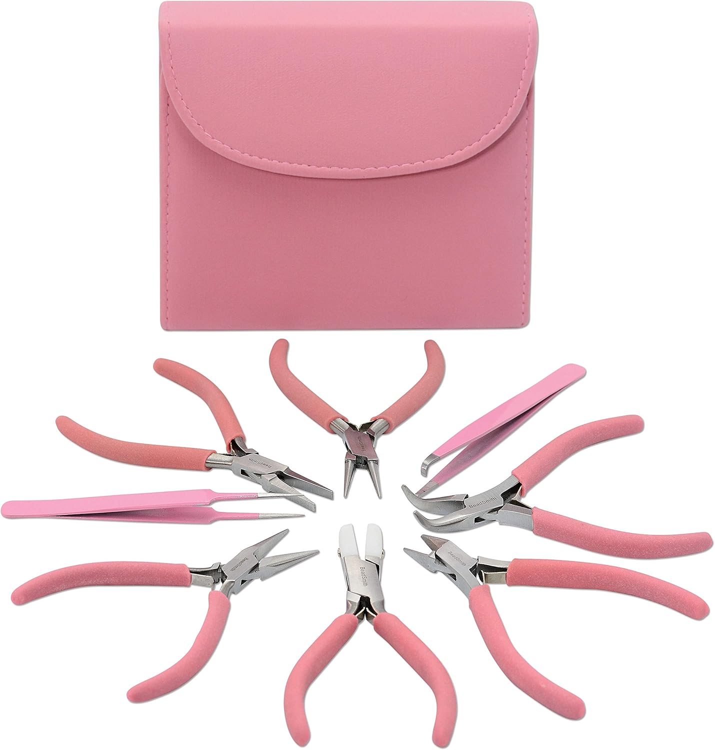 The Beadsmith Fashion Color Pliers – Set of 8 Slimline Color-Coordinated Tools – Matching Clutch in Bubblegum – Jewelry Making Supply Kit to Create Necklaces, Bracelets, Earrings & More - Crafty Corner