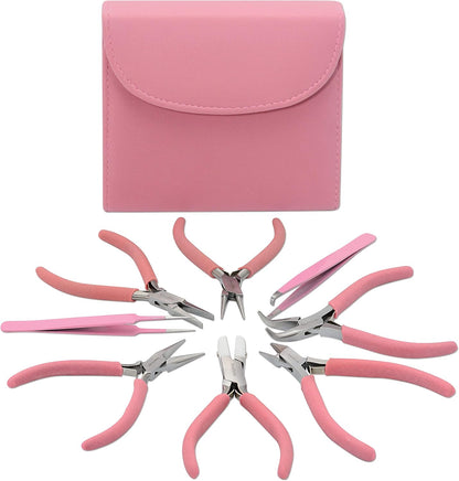 The Beadsmith Fashion Color Pliers – Set of 8 Slimline Color-Coordinated Tools – Matching Clutch in Bubblegum – Jewelry Making Supply Kit to Create Necklaces, Bracelets, Earrings & More - Crafty Corner