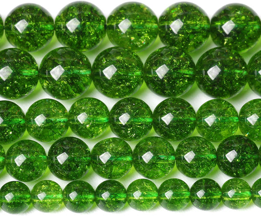 8MM Green Peridot Crystal Quartz Beads Natural Gemstone Beads Round Loose Beads for Jewelry and Bracelets Making 90pcs 2 Strands 32"