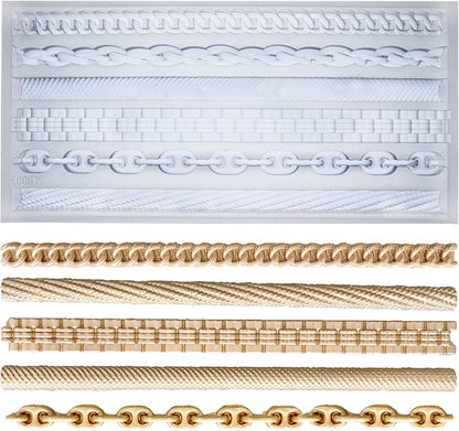 FUNSHOWCASE Chains Mold for Polyclay Air Dry Clay Plaster, 4719, 6 Trimmings #4719