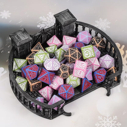CiaraQ DND Polyhedral Dice Set (42pcs) with A Gold Pattern Drawstring Bag for Dungeons and Dragons RPG MTG Table Games. 6 Sets Fantasy Role Playing Dice