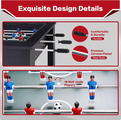 Foosball Coffee Table, 42" Soccer Game Table with Tempered Glass, Modern Game Table with 2 Balls for Adults, Kids, Home, Indoor Family Living Room