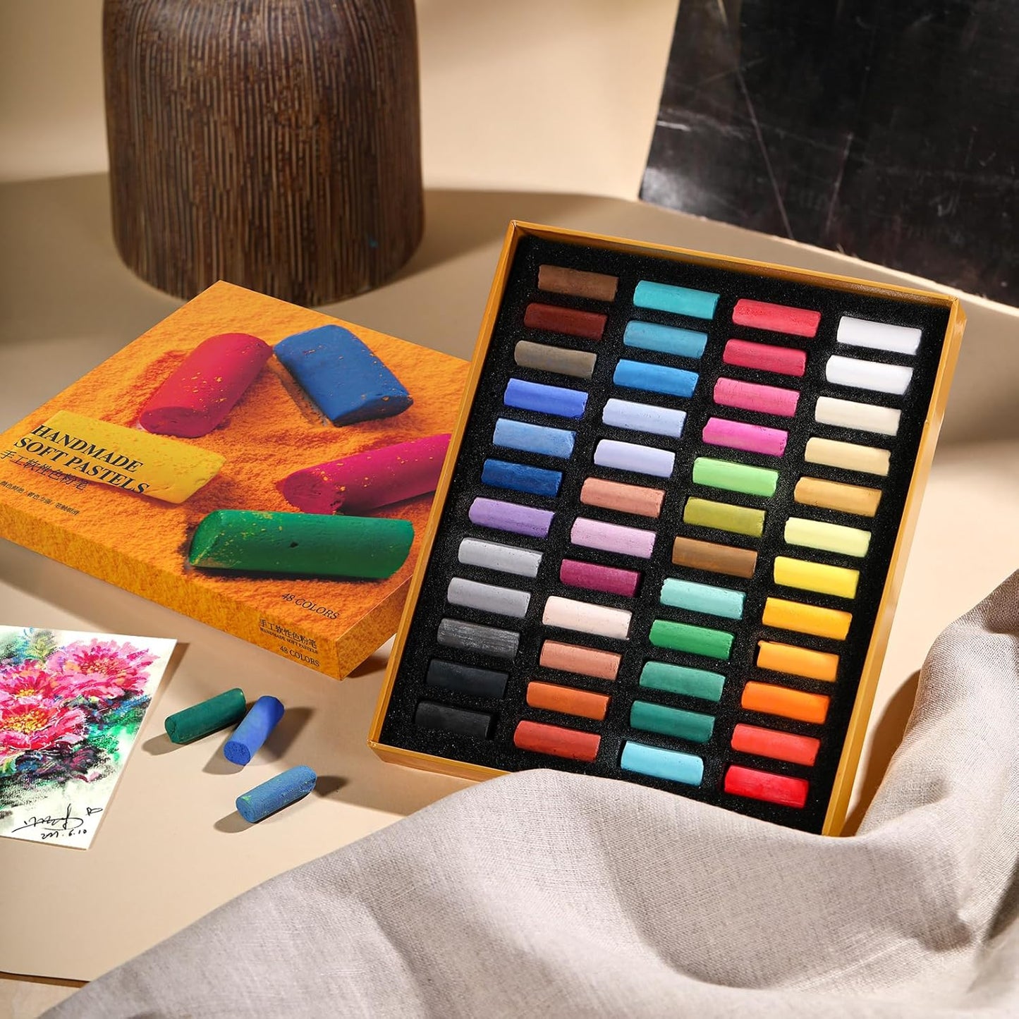 Paul Rubens Soft Pastel Set (48 Colors) - Fine Pigments with Smooth Strokes & Strong Coloring Power - Vibrant Chalk Pastels for Drawing, Blending & Layering - Ideal for Beginners, Students & Artists