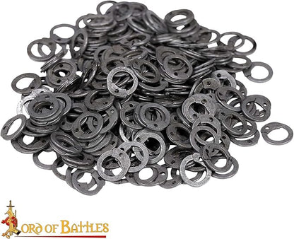 Lord of Battles 200G-1Kg Chainmail Loose Rings for Armor Crafting Perfect for DIY Chainmail Projects & Armor Repairs (1 Kg Mild Steel with Flat Rings - 6mm 18 Gauge)