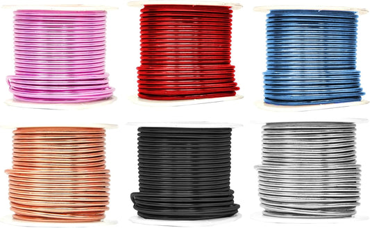 Mandala Crafts 12 Gauge Anodized Aluminum Craft Wire for Jewelry Making - 276 FT Colored Flexible Silver Copper Black Pink Ice Blue Red Wire - Bendable for Bonsai Armature Crafting Sculpting - Crafty Corner