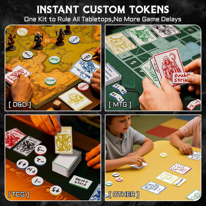 All-in-One Dry Erase MTG Tokens Gift Bundles - 50 Reusable Proxy Cards + 75 Blank Acrylic Counters & Tags Set with 5 Color-Coded Markers for TCG Players, Commander Decks & D&D