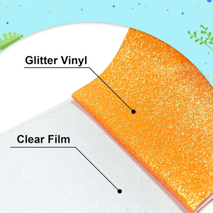Glitter Heat Transfer Vinyl Multicolored 12"x10"-12PCS Glitter Iron on Vinyl for T Shirts Easy to Cut and Weed Compatible with All Cutter Machines HTV Iron onVinyl for Cricut (Multicolored)
