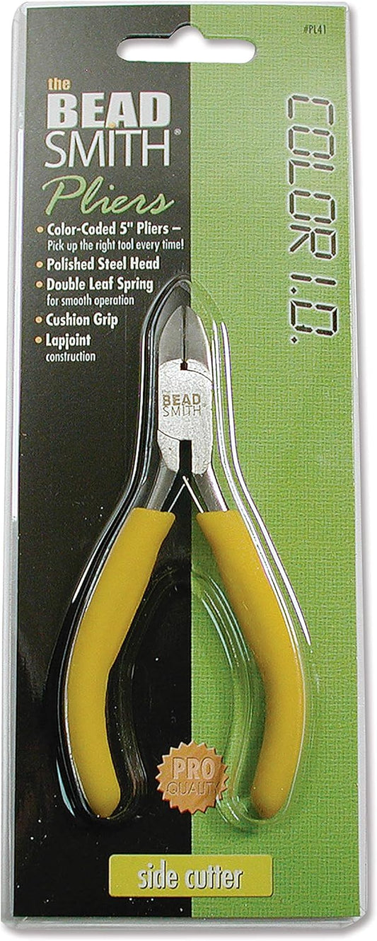 The Beadsmith Color-ID Side Cutter – 5 inches (127mm) – Yellow Comfort Grip Handle – Polished Steel Head and Double-Leaf Spring - Tool for Jewelry Making - Crafty Corner