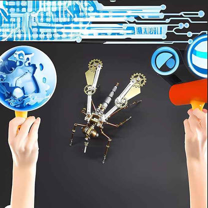Mechanical Metal 3D Insect Mosquito Model Brass Puzzle Steampunk Electric Mechanical, Assembly DIY Gift Craft Hobby for Family and Friends (Mosquito A)