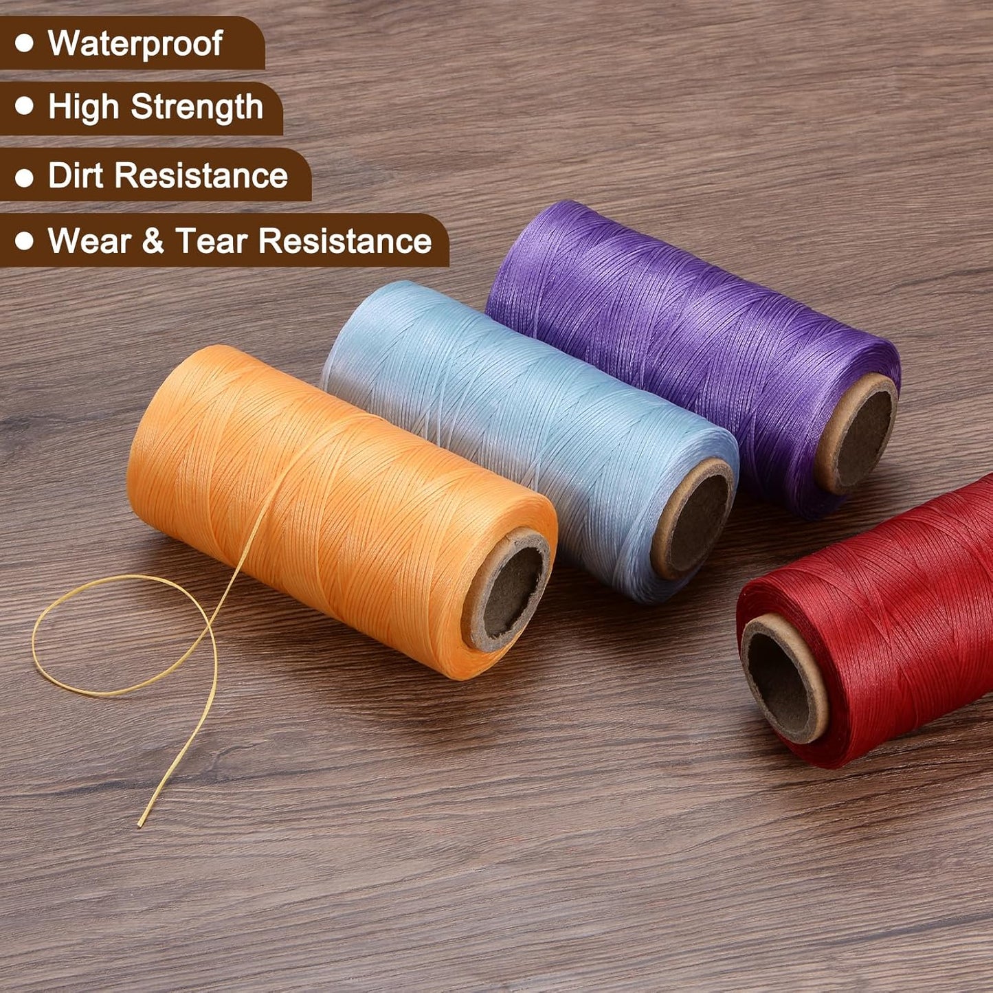 uxcell Leather Sewing Waxed Thread, 284 Yards / 260m 0.8mm 150D Flat Polyester All-Purpose Threads for Leather Crafts, Bookbinding, Orange