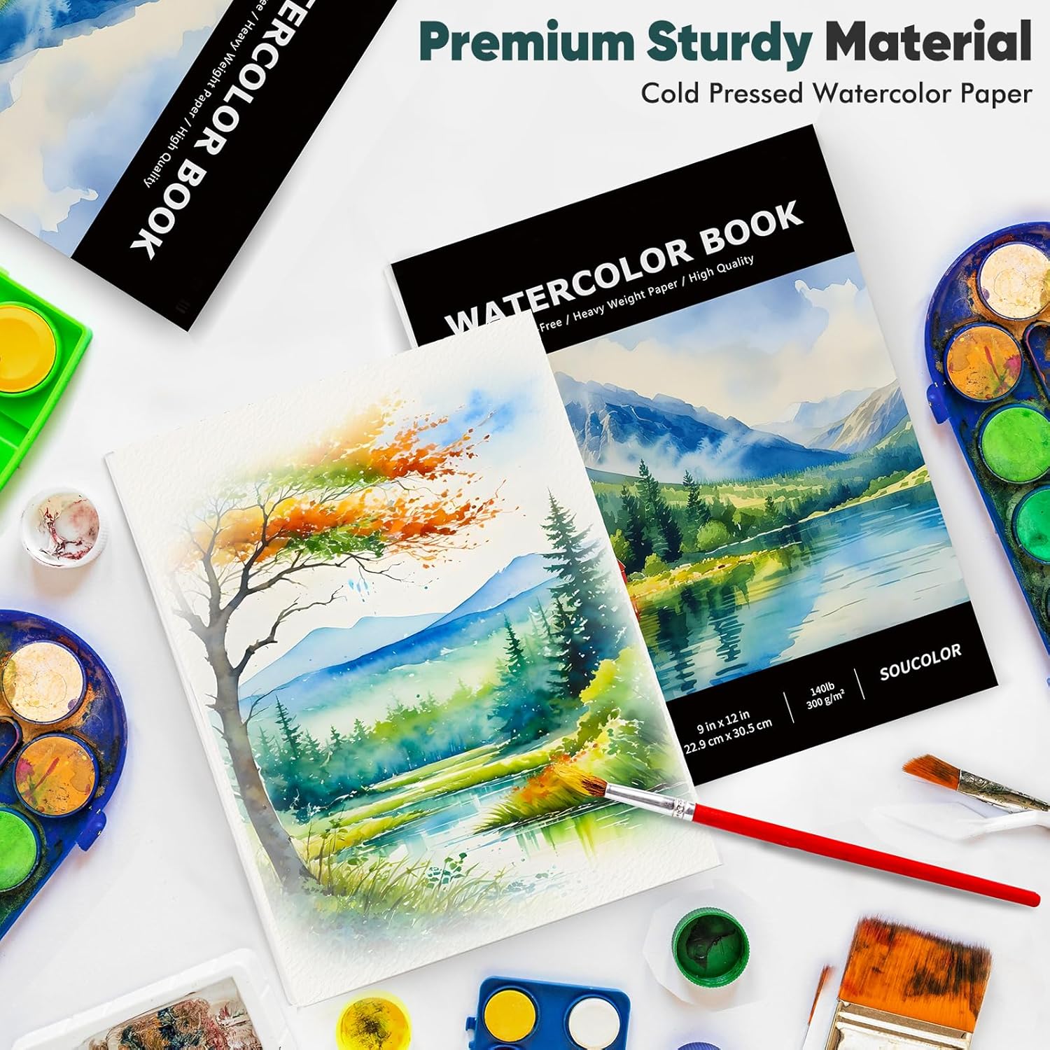Soucolor Watercolor Paper Pad, 9"x12" Water Color Paper, 140lb/300gsm 40 Sheets Artist Painting Drawing Paper Book, Art Supplies for Adults Kids, Watercolor Paint Set, Sketchbook, Journal, Notebook - Crafty Corner