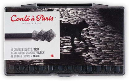 Conté à Paris 12 Count B Sketching Crayons Set, Black