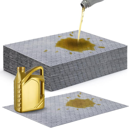 15" x 20" Heavyweight Oil and Water Absorbing Pads,Gray Absorbing Heavy Weight Oil and Water Absorbent Mat Pad 30Pads(Gray)