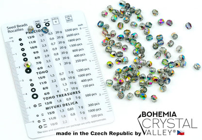 275 pcs Set of Czech Faceted Glass Beads, Fire-Polished Round Crystal Vitrail - 3mm (100pcs), 4mm (100pcs), 6mm (50pcs), 8mm (25pcs) kit for Jewelry Making