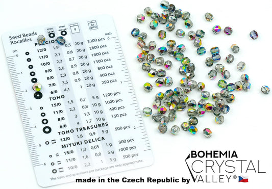 100 pcs of Faceted Fire Polished Pressed Czech Glass Beads 4mm (0.16in), Crystal Vitrail 00030-28101 BCV