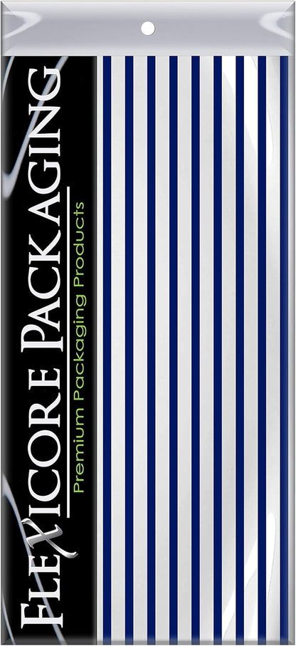 Flexicore Packaging Navy Blue Pin Stripe Print Gift Wrap Tissue Paper Size: 15 Inch X 20 Inch | Count: 100 Sheets | Color: Navy Pin Stripe