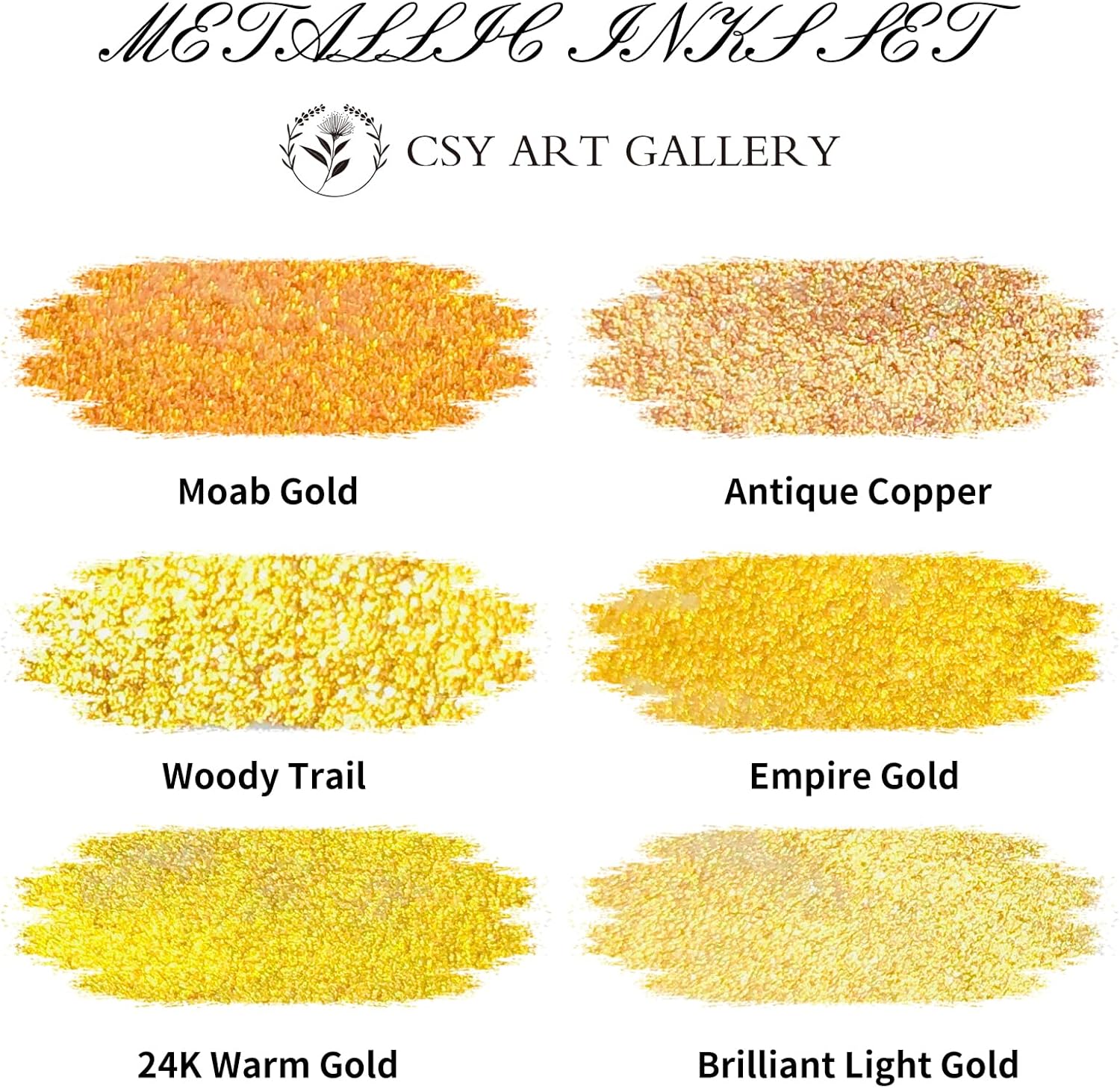CSY art gallery Metallic Acrylic Paint Ink-Water Resistant Drawing Inks Set-24K Gold Alcohol Ink-Mica Paint for Resin, Rock,Markers Refill,Wood,Crafts (Fallen Leaves Starlight Set) - Crafty Corner