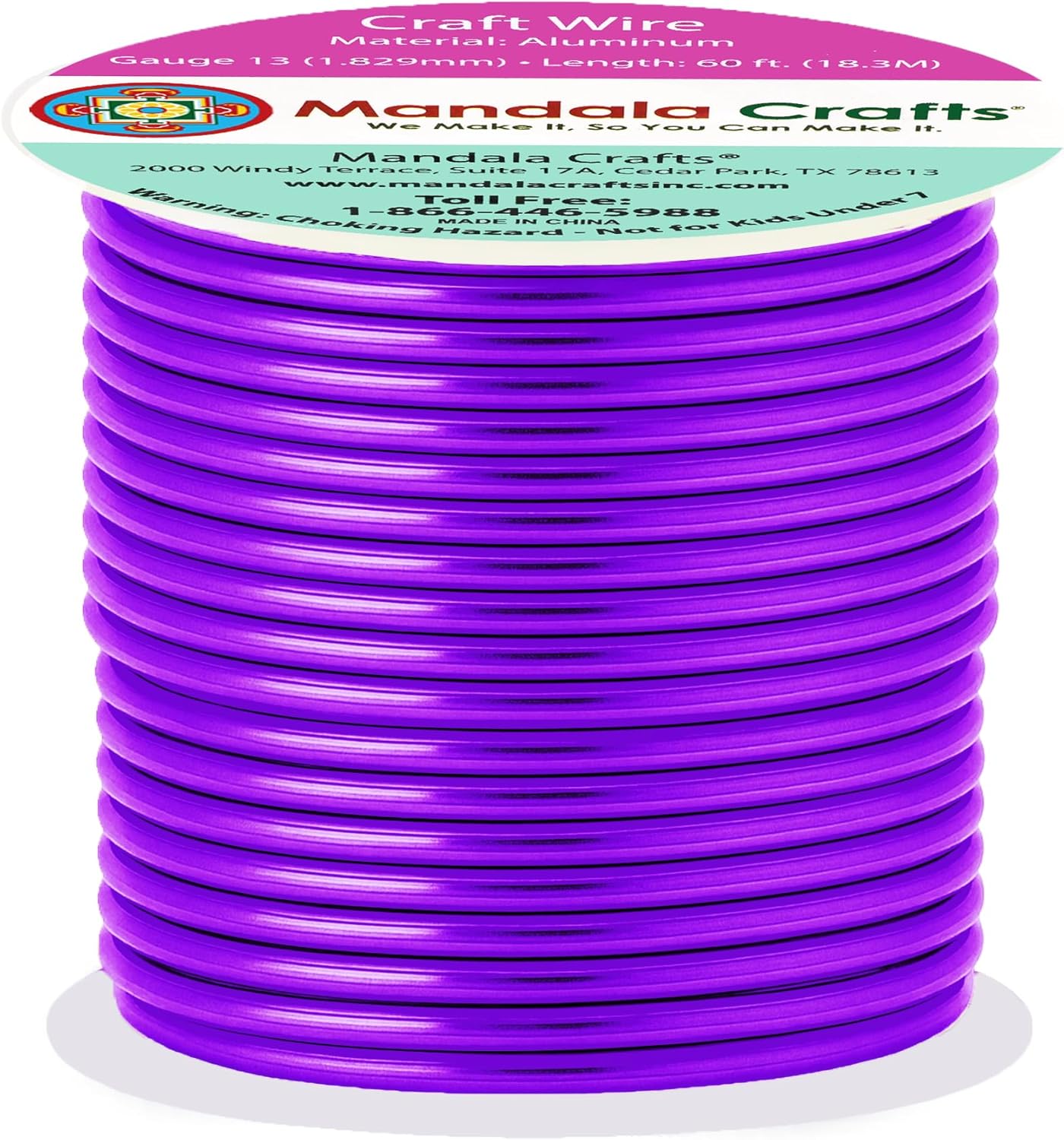 Mandala Crafts 13 Gauge Anodized Aluminum Craft Wire for Jewelry Making - 60 FT Colored Flexible Purple Wire - Bendable for Bonsai Armature Crafting Sculpting - Crafty Corner
