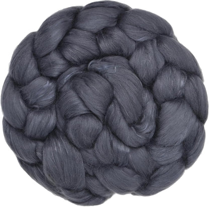 Merino Silk Luxe Tonal Designer Blend. Superfine Merino, Mulberry Silk, Tussah Silk. Top Roving for Spinning or Felting. Moon Shadow 4oz