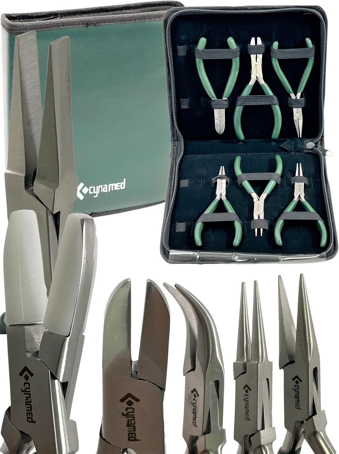 Premium 7-Pcs Jewelers Pliers Set Jewelry Tools Kit -Jewelry Making Pliers Tools with Needle Nose Pliers/Chain Nose Pliers, Round Nose Pliers, Nylon Jaw Pliers, Wire Cutter, Bent Nose Pliers With Case - Crafty Corner