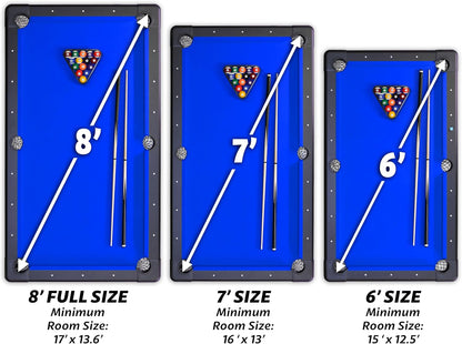 GoSports 6, 7, or 8 ft Billiards Tables - No Assembly, Choose Your Color - Portable Pool Table Includes Full Set of Balls, 2 Cue Sticks, Chalk and Felt Brush