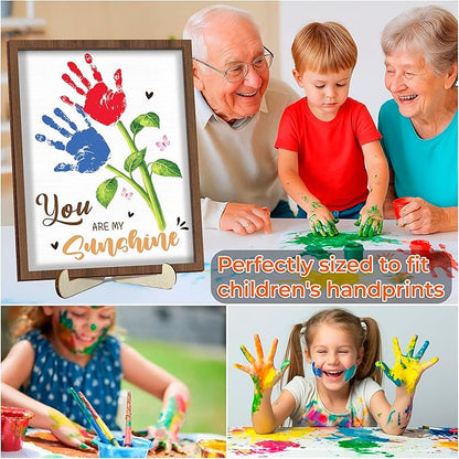 Personalized Handprint Wooden Sign You Are My Sunshine Frame with Paint, Handprint Kit, Custom Art Craft Family Keepsake, Mothers Day, Gifts for Baby Shower, New Parents, Grandparents, Nursery Decor