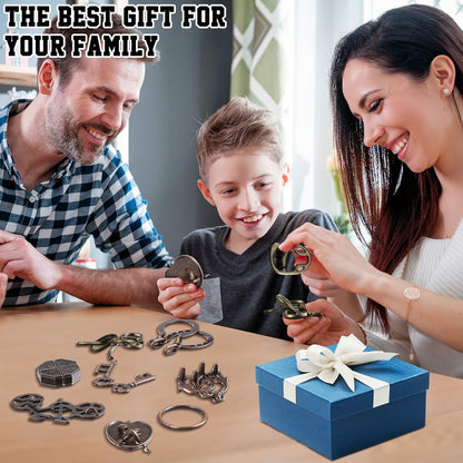 Wettarn 9 Pcs Metal Brain Teaser Puzzles Teaser 3D Steel Puzzle for Adults Unlock Interlocking Games IQ Education Smart Logic Test Toys for Adults Mind Challenge(Classic Style)