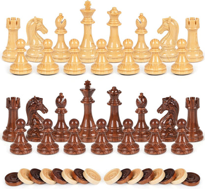 Chess Checkers Backgammon Set 3-in-1 Board Games Sets for Kids & Adults，15" Folding Magnetic Chess Set Leather Chess Board Strategy Game Portable Travel Chess Game with Magnetic Chess Pieces