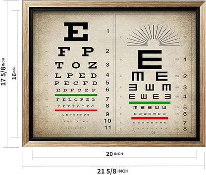 Poster Master Vintage Eye Chart Canvas - Retro Vision Test Print - Medical Art - Gift for Men, Women & Doctor - Optical Wall Decor for Office, Hospital or Clinic - 16x20 Silver Framed Canvas