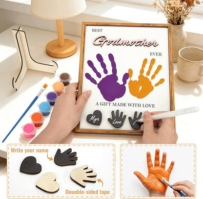 Godmother Gift DIY Handprint Kit, Personalized Godmother Gifts for Women, Will You Be My Godmother Baptism Christening Gift, Handmade Keepsake Gift for Godmother