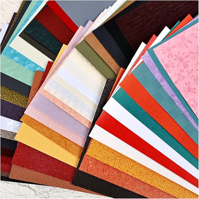 50 Sheets A5 Textured Scrapbook Paper for Crafts, Multi-Color Collage Textured Paper Pearlescent Crafting for Card making, Scrapbooking, Origami, Scrap Book