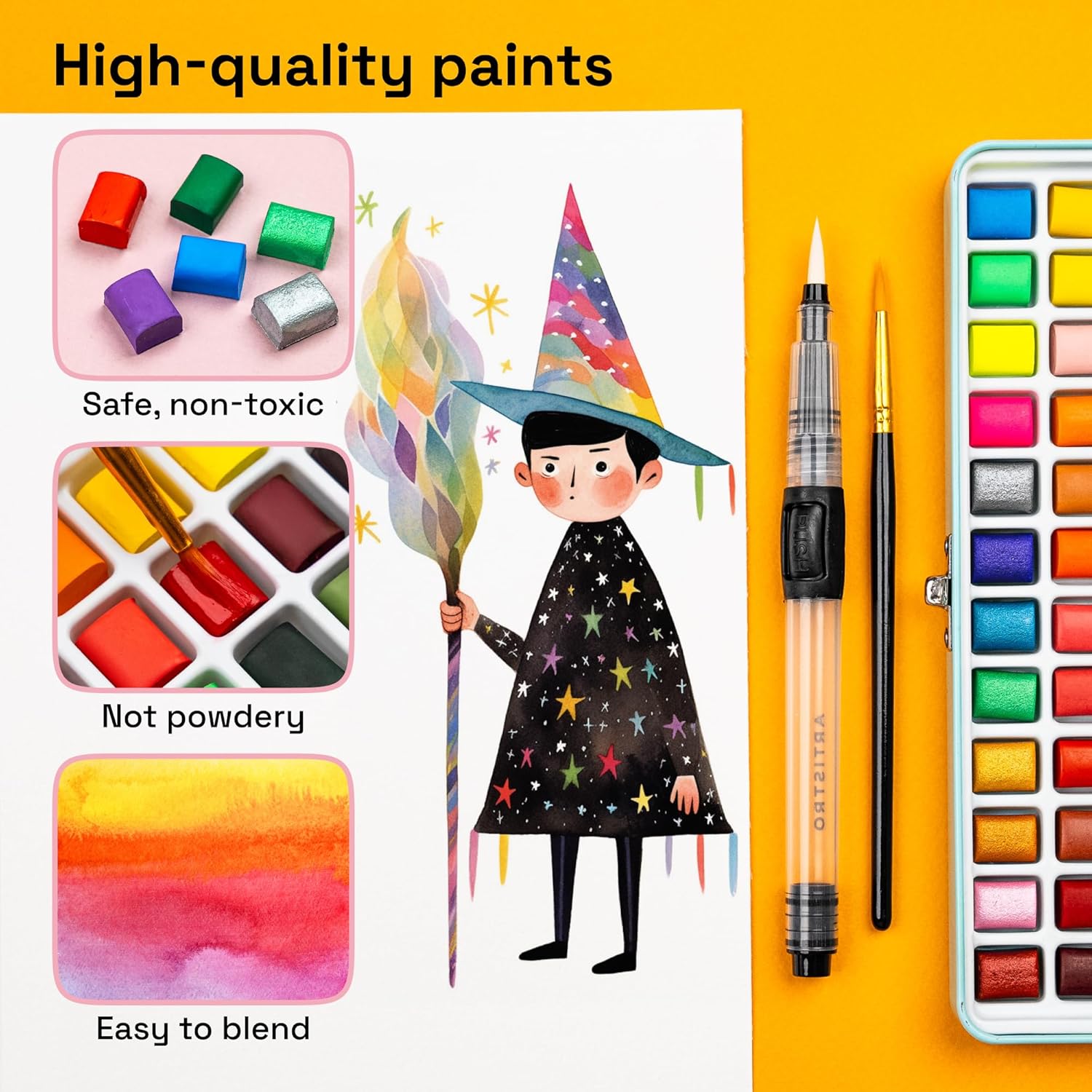 ARTISTRO Watercolor Paint Set Portable, Palette Set with Metallic Colors for Workbooks - Mini Travel Painting Kit for Artists, Professionals, Adults, Kids, Girls&Boys - Art Supplies, Christmas Gift - Crafty Corner