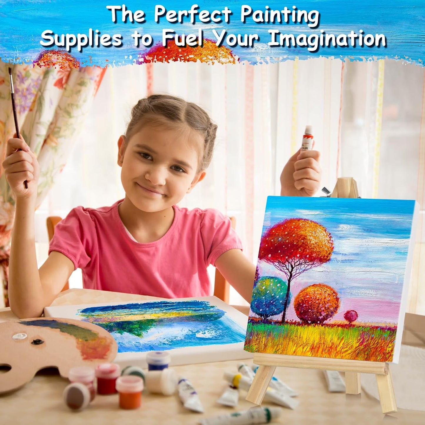 12PCS Mini Canvases for Painting - 4x4In Bulk Profile Small Square Canvases - 100% Cotton Mini Stretch Canvas for Children's Painting Art Supplies, School Home Decorating Projects